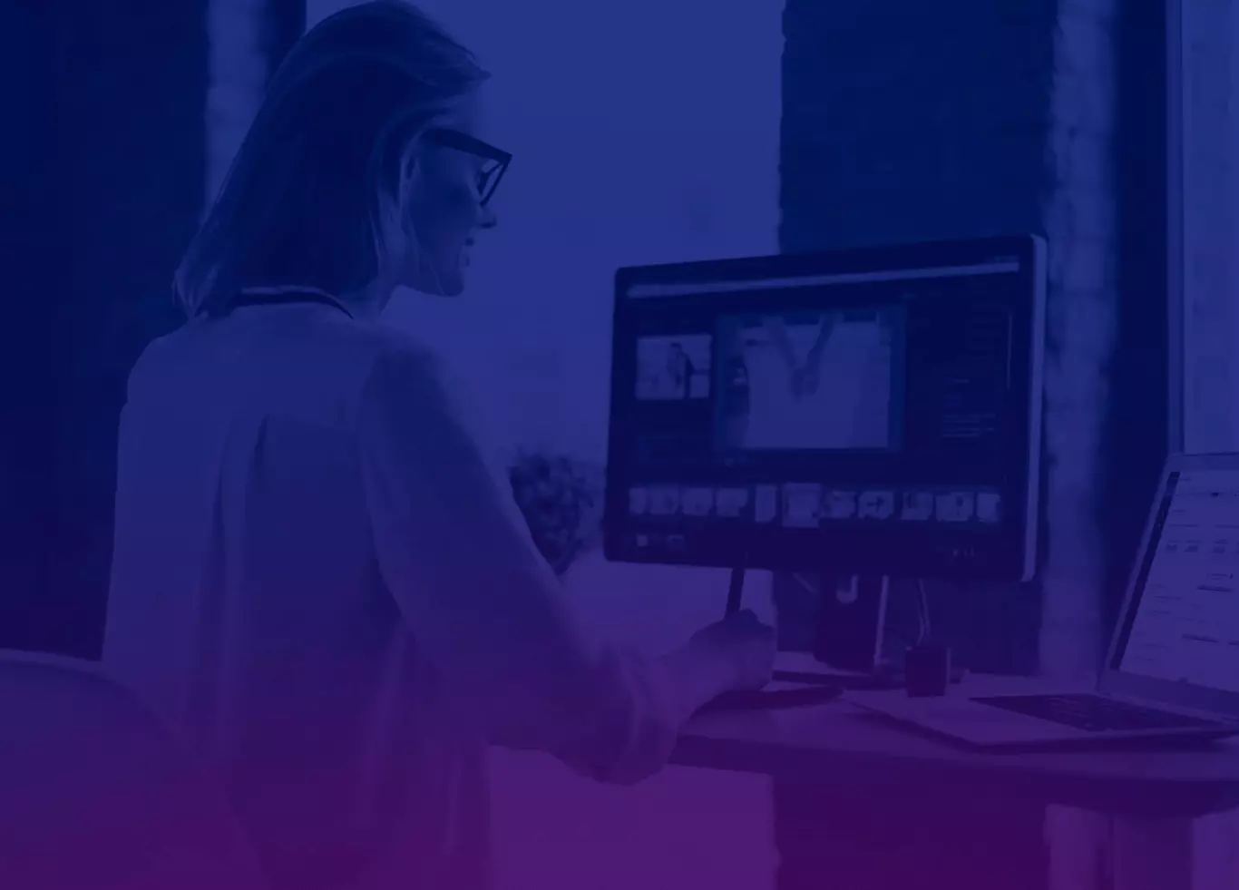 woman on the computer